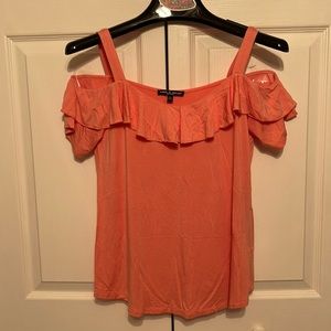 Peach cold shoulder top